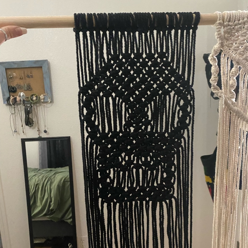 Black skull macrame wall hanging